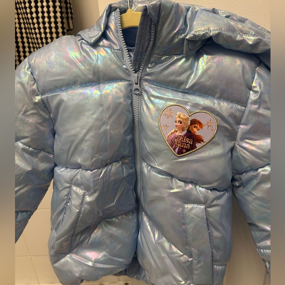 H&M Iridescent Blue Puffer Jacket